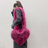 Crossbody Love Bag Imitation Raccoon Dog Fur Grass Plush Large Capacity Shell Bag