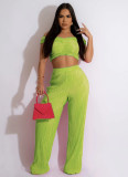 Fashion casual two-piece shoulder wrap chest wide leg set