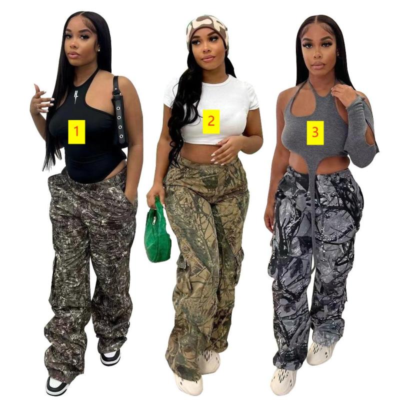 Fashion casual camouflage printed overalls