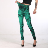 Denim leggings Women's multicolored hip lifting capris