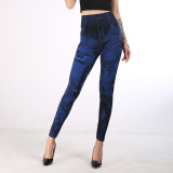 Denim leggings Women's multicolored hip lifting capris