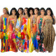 Women's tie dyed multicolored printed suspender loose fitting dress