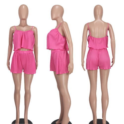 Fashion casual crimped sling two-piece set