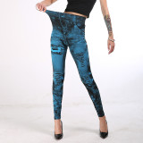 Denim leggings Women's multicolored hip lifting capris