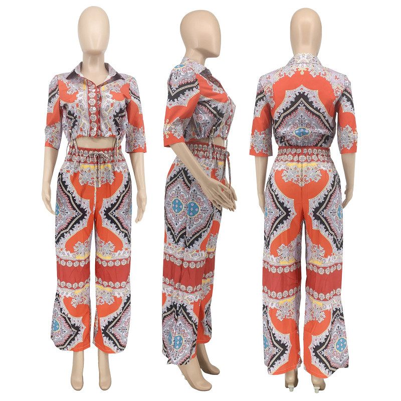 Fashion Casual Paisley Holiday two-piece set