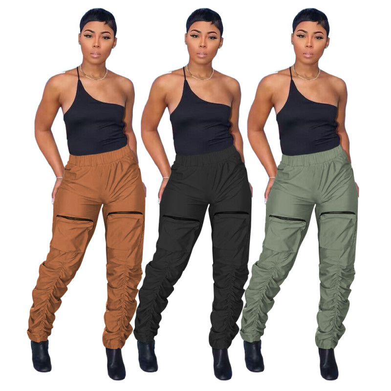 Individualized casual zippered three-dimensional pocket overalls