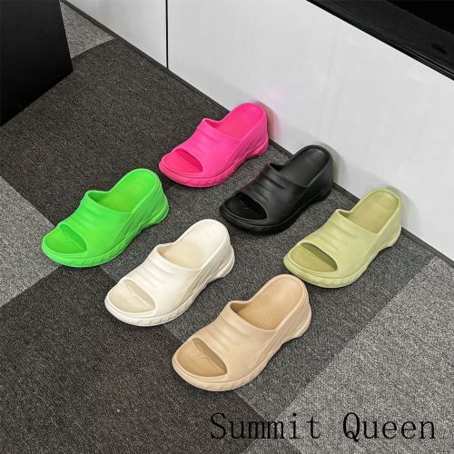 Matsuke Thick Sole Slotted Ribbon Elevated Fashion Brand Outerwear Mesh Red Poe Heel Solid Open Toe Sandals