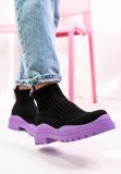 Round Toe Mid Heel Knitted Elastic Socks Boots Large Casual Boots Wool Short Boots