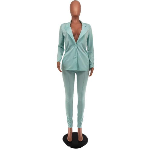 Solid color suit collar large lapel drawstring pants two-piece suit