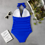 Hanging neck open back swimsuit