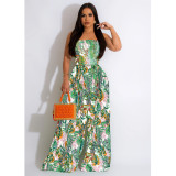 Women's floral printed sleeveless and collarless jumpsuit