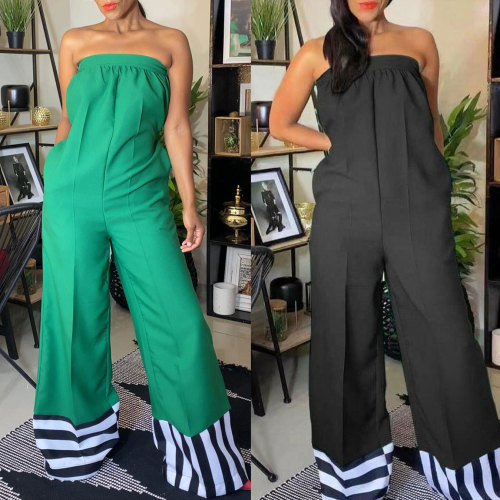 Sexy patchwork printed contrast color jumpsuit