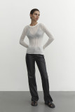 Long sleeved round neck thin breathable knitted wool top