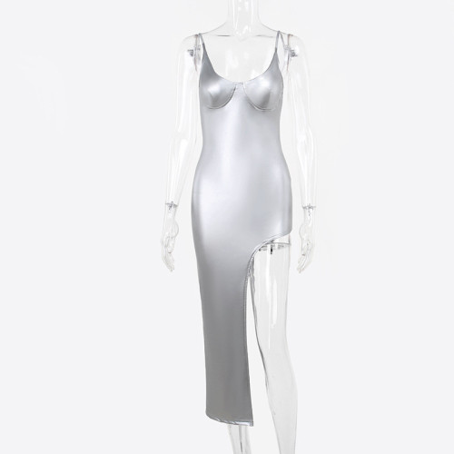 Sexy Slim Fit Show Chest Waist Split Spicy Girl Dress