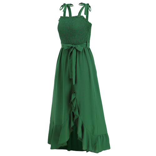 Sexy Slim Cable Wrapped Chest Strap Slit Irregular Dress