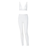 Two-piece sexy V-neck sports yoga suit S062420