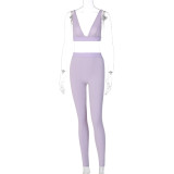 Two-piece sexy V-neck sports yoga suit S062420