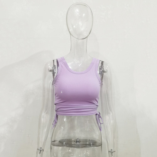 Drawstring Thread Wrapped Chest Top