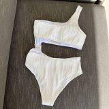 Textured fabric sexy cut-out one piece swimsuit bikini swimsuit