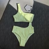 Textured fabric sexy cut-out one piece swimsuit bikini swimsuit