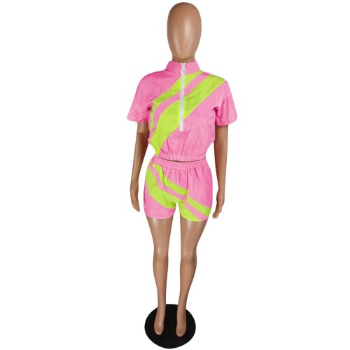 Women's Fashion Colored Summer Casual Sports Set Two Piece Set