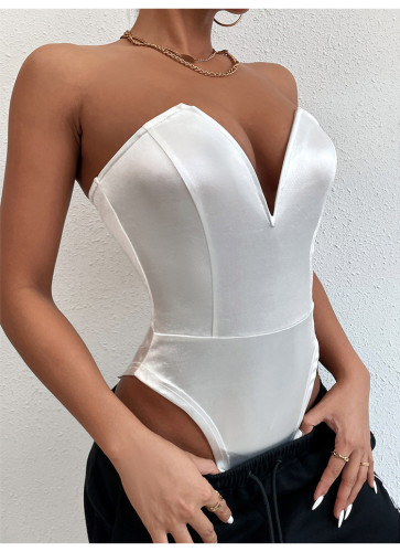 Women's tight bottomed jumpsuit jumpsuit jumpsuit Women's V-neck bra jumpsuit