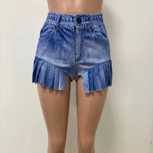 Printed casual ruffled shorts