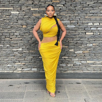 Mesh stitching sexy spice girl pleated slim dress