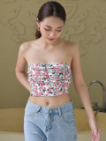 Bra short exposed navel floral spicy girl top summer casual vacation versatile fashion vest