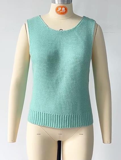 Women's fashion versatile solid color suspender knit button vest