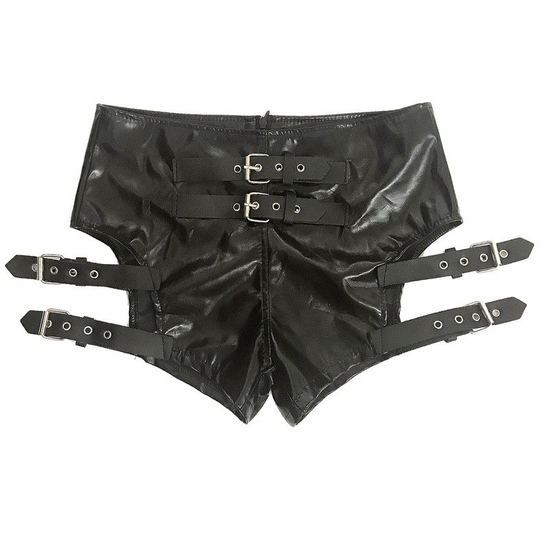 Lacquer leather stretch shorts sexy nightclub shorts