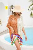 Women's patchwork hollowed out beach skirt loose oversized bikini top
