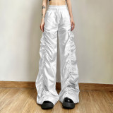 Fashion Street Shoot High Waist, Hip Lift, Pleated Loose Lace up Casual Pants