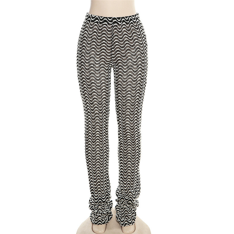 High waisted striped slimming pile yoga high waisted casual pants