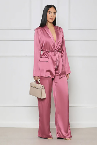 Solid color sleeping bathrobe set