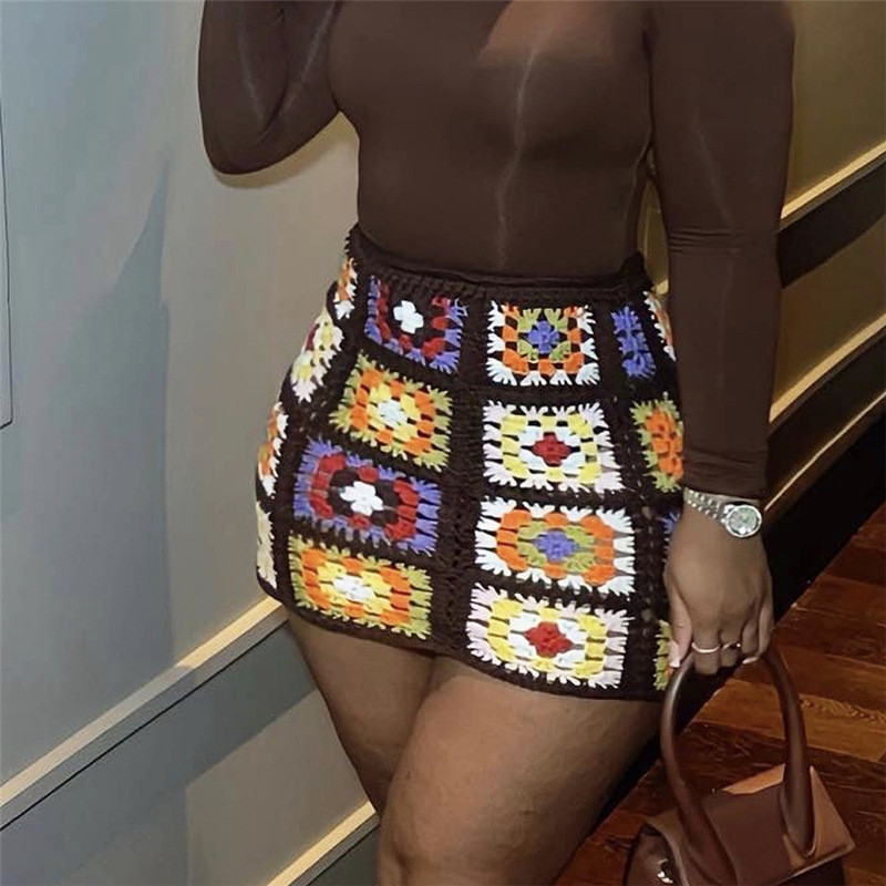 Fashionable and personalized street digital print high waisted slim fitting casual skirt