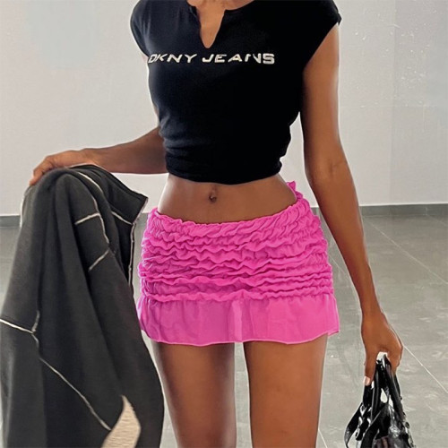 Wave patterned high waisted hip wrap skirt