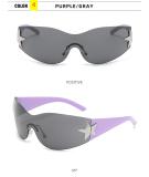 Y2K pentagram rimless sunglasses for men and women one-piece sunglasses personality progressive mercury big frame glasses