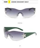 Y2K pentagram rimless sunglasses for men and women one-piece sunglasses personality progressive mercury big frame glasses