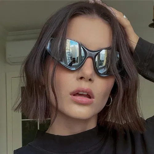 Fashionable half frame Y2K sunglasses for men and women outdoor sports cycling glasses ins trendy and cool punk party glasses