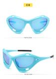 Cool sports sunglasses for men, cool oversized frame for road cycling sunglasses for women, fashionable Y2K glasses