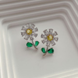 Minimalist design feel of sunflower zircon earrings