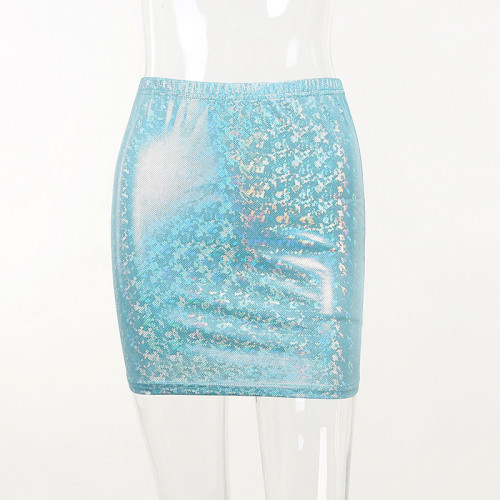 Low rise sparkling sexy buttocks wrapped skirt