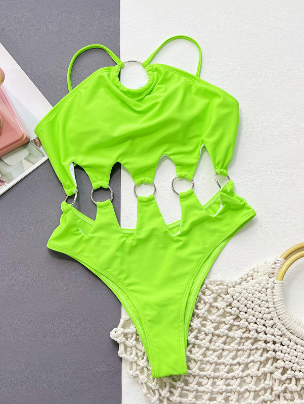 Solid color connected bikini
