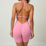 Tight peach buttocks jumpsuit, air back yoga pants, women's high elastic one piece fitness suit