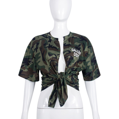 Camo Gel Sexy Hollow Short Sleeve Top