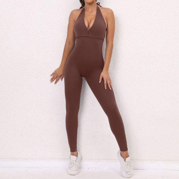 Lace up style one piece quick drying tight yoga pants for breathable women's wrinkled peach buttocks lifting exercise fitness pants
