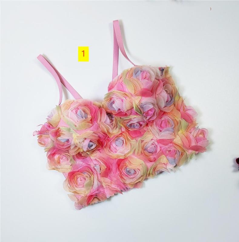 Colored flower bra with salt cute windfish bone strap slim fitting elastic vest