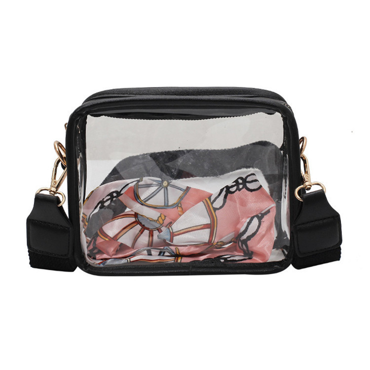 Women's crossbody bag, shoulder strap, small square bag, transparent PVC single shoulder mobile phone bag, storage bag