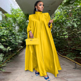 Women's high neck loose draped robe satin dress
